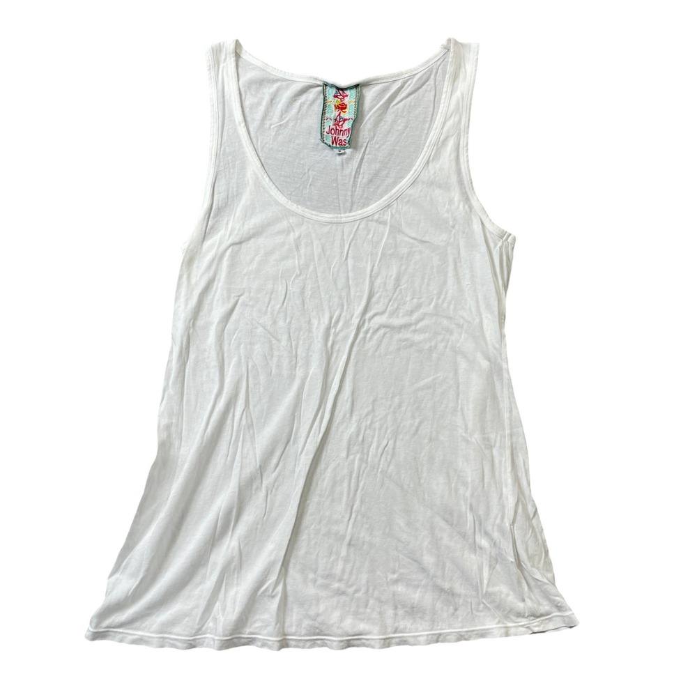 Johnny Was White Tank Cotton Blend Small‎  Sleeveless